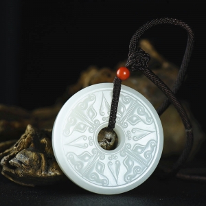 籽料和田白玉守护平安扣吊坠