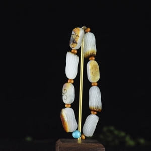 籽料和田白玉多子多福单圈手串