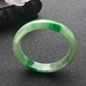 57.5mm糯冰种飘翠翡翠平安镯