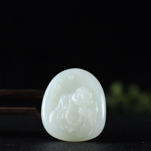 籽料和田白玉弥勒佛吊坠