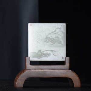 山料和田白玉独钓寒江雪摆件