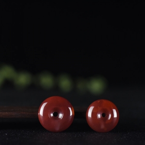 玫瑰红南红平安扣吊坠（二件）