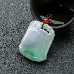 糯冰种春带彩翡翠节节高升吊坠
