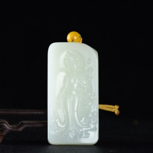 籽料和田白玉度母吊坠