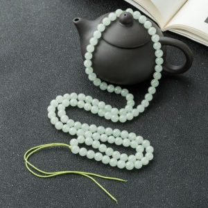 7mm糯冰种浅绿翡翠配链