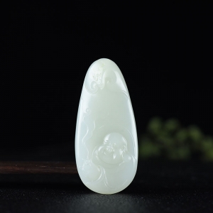 籽料和田白玉弥勒佛吊坠