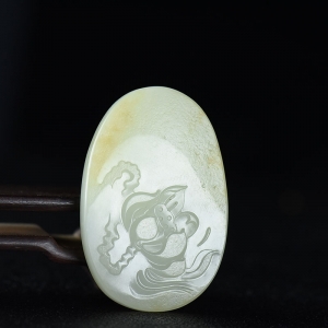 籽料和田白玉幽莲吊坠