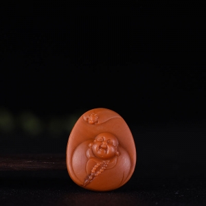 柿子红南红弥勒佛吊坠