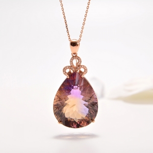 18K紫黄晶水滴吊坠