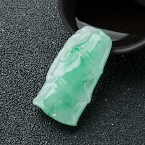 糯冰种飘翠翡翠节节高升吊坠