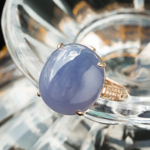 18K糯冰种紫罗兰翡翠戒指/吊坠两用款