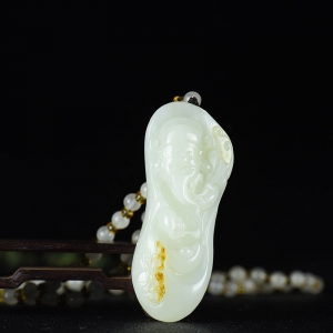山料和田白玉财神爷吊坠
