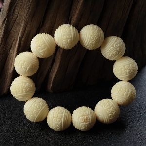 20mm白蜜回纹珠单圈手串