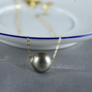 18K海水黑色珍珠路路通吊坠