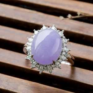 18K糯冰种紫罗兰翡翠戒指