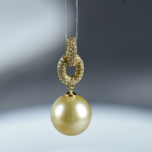 14K海水金色珍珠吊坠