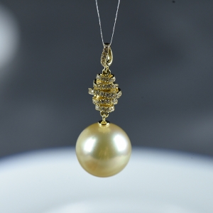 14K海水金色珍珠吊坠