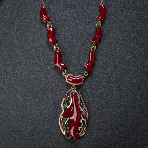 18K阿卡牛血红珊瑚吊坠/项链两用款
