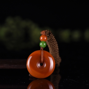 柿子红南红平安扣吊坠