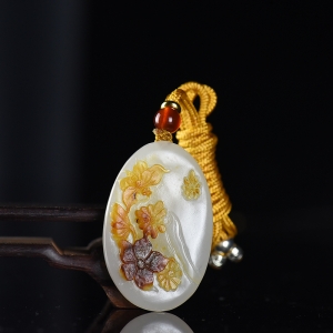 山料和田白玉蝶恋花吊坠