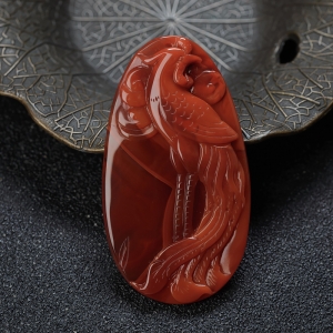 俏色南红凤凰吊坠