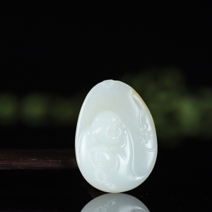 籽料和田白玉弥勒佛吊坠