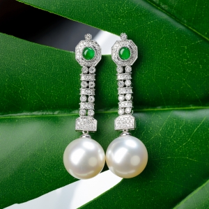 18K海水白色珍珠耳坠