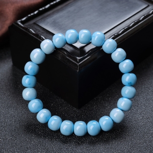 高瓷铁线蓝绿绿松石鼓珠单圈手串