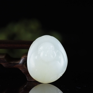 籽料和田白玉弥勒佛吊坠