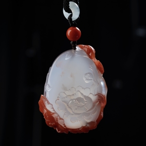 冰飘料南红鸟语花香吊坠