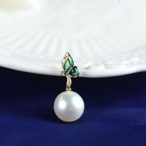 18K海水金色珍珠吊坠