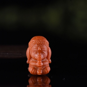 柿子红南红象神吊坠