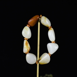 籽料和田玉原石单圈手串