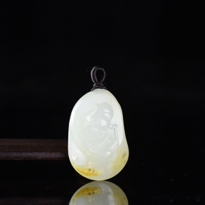 籽料和田白玉幽莲吊坠