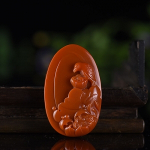 柿子红南红花开富贵吊坠