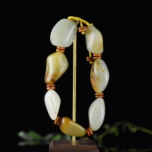 籽料和田玉原石单圈手串