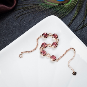 18K粉色碧玺手链