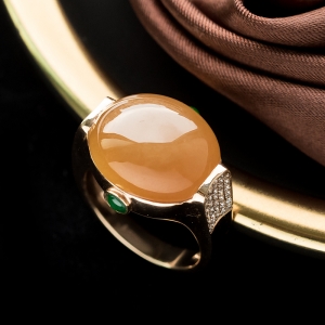 18K糯冰种黄翡翡翠戒指