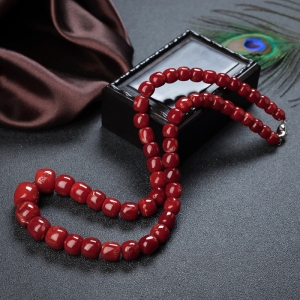 阿卡牛血红珊瑚桶珠塔链