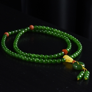 山料和田碧玉桶珠108佛珠