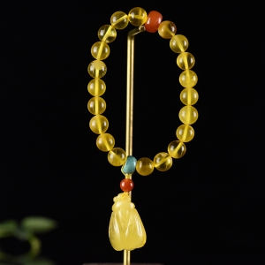 8mm鸡油黄蜜蜡单圈手串