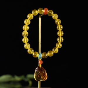 9mm鸡油黄蜜蜡单圈手串