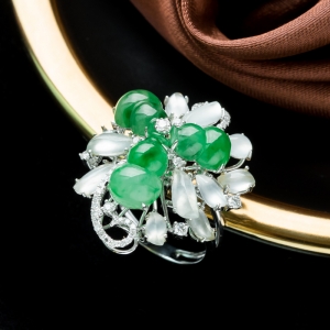 18K糯冰种翡翠吊坠/戒指两用款