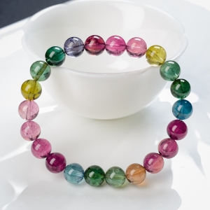 8mm彩虹碧玺单圈手串
