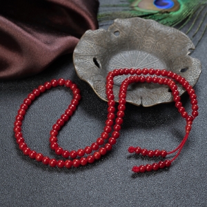 4.5mm沙丁牛血红珊瑚108佛珠