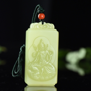 山料和田黄玉黄财神吊坠