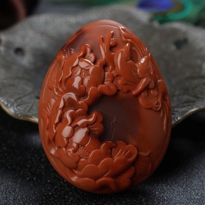 柿子红南红鸟语花香吊坠