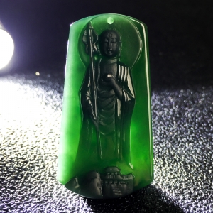 糯冰种墨翠地藏王吊坠