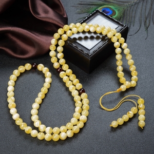 9mm白花蜜蜡多圈手串