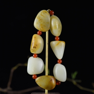 籽料和田玉原石单圈手串